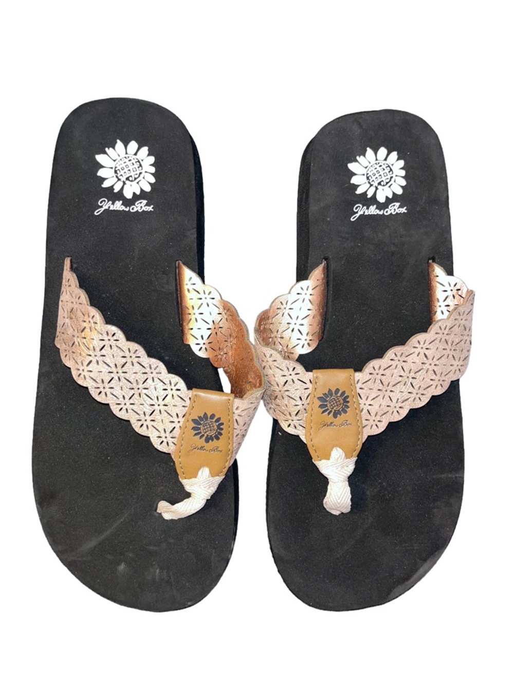 Yellow Box Flip Flops Tranquil Starburst Cut Out Shimmer Size 9